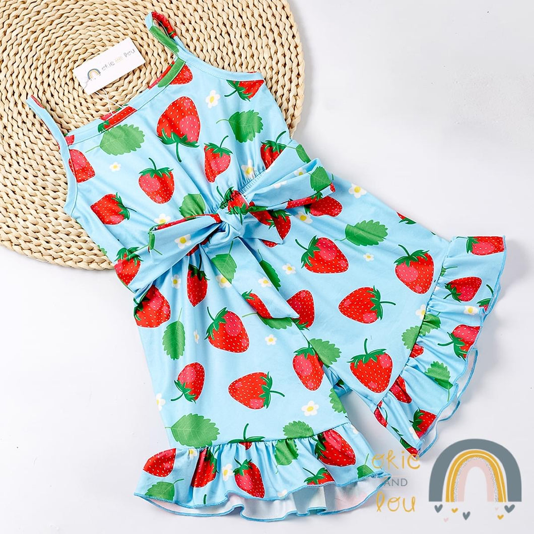 Strawberry Blues Romper