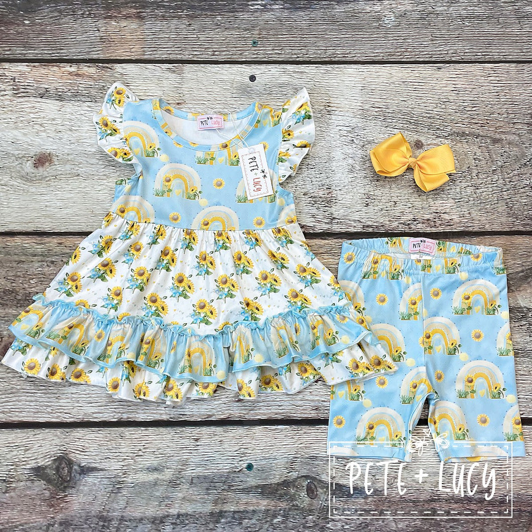 Sunflowers and Rainbows Short Set