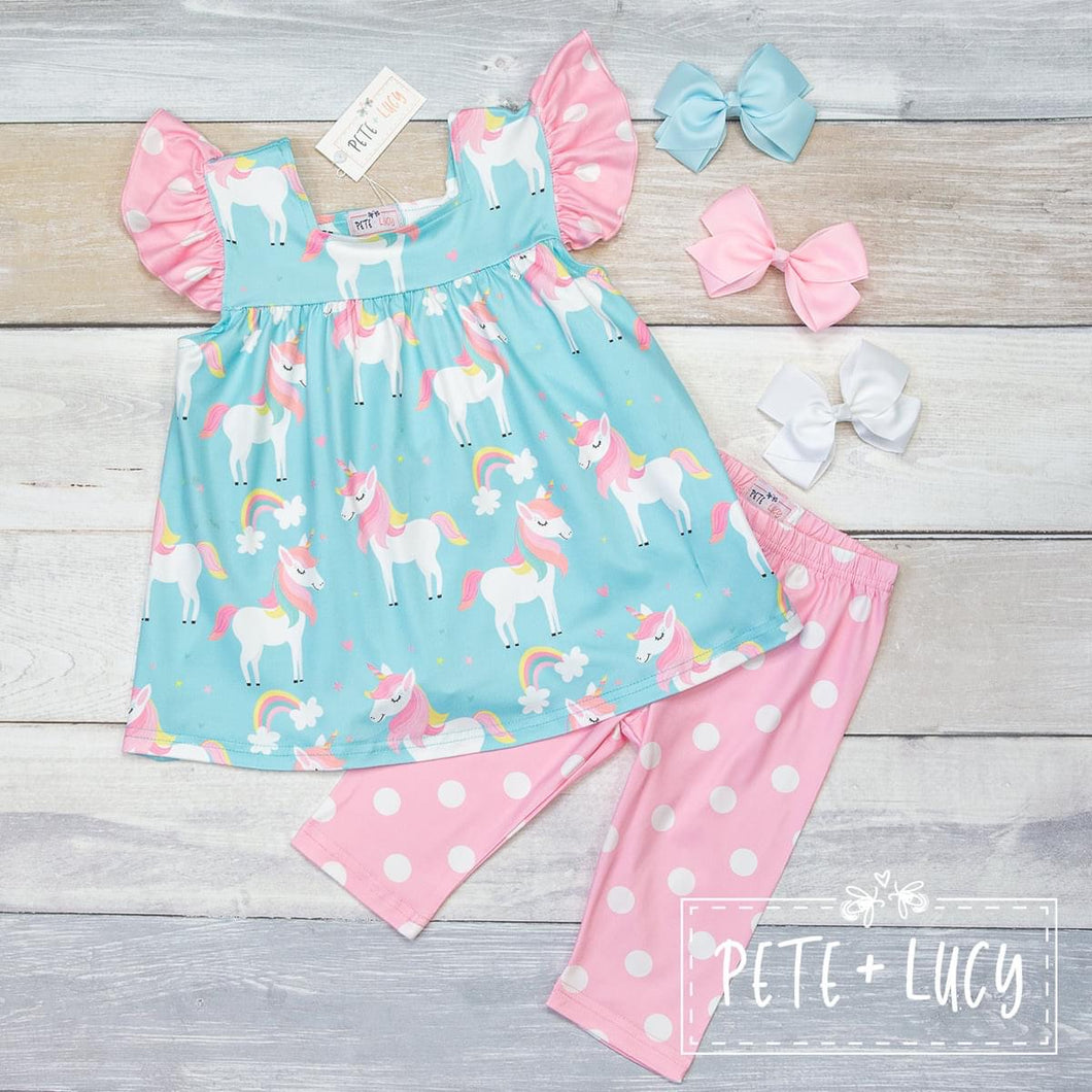 Pastel Unicorn Capri Set