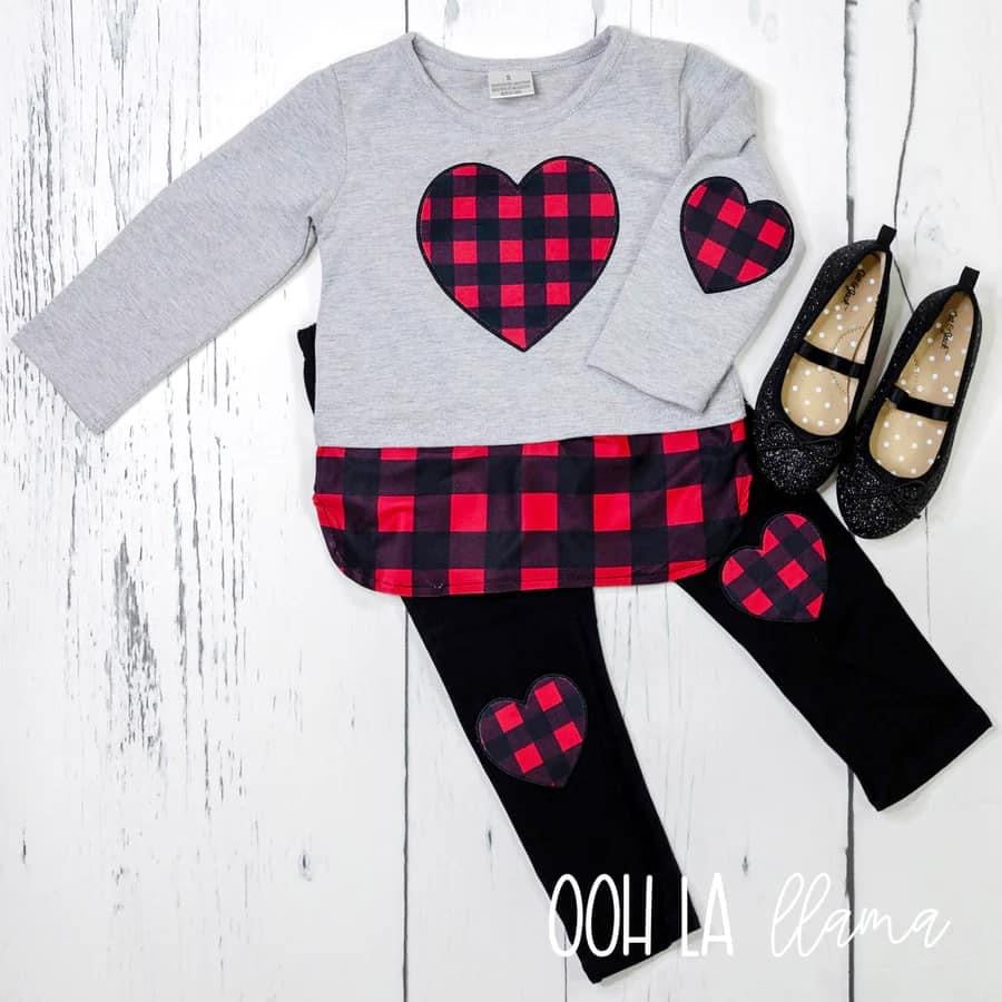 Plaid Heart Legging Set