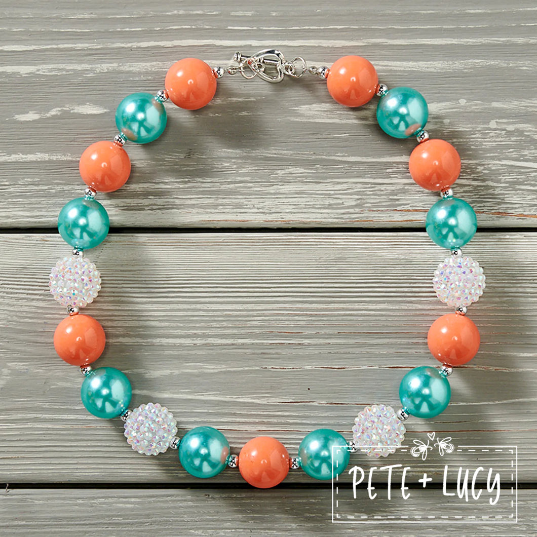 Bubblegum Necklace Peach + Aqua