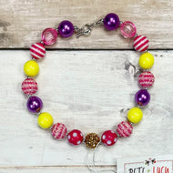 Bubblegum Necklace Yellow, purple, and hot pink