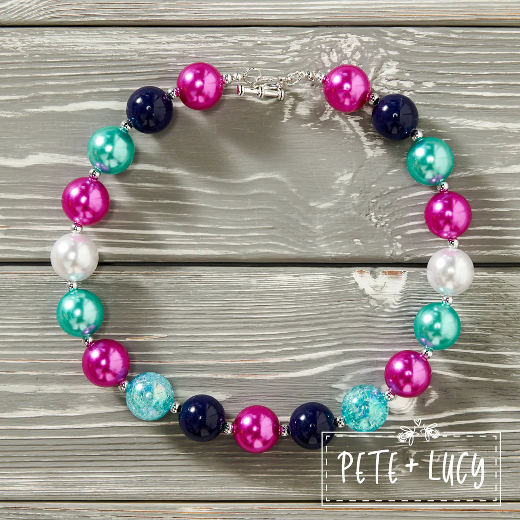 Bubblegum Necklace Magenta, Navy, Aqua