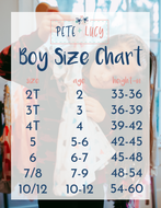 Pete + Lucy Boy’s Size Chart