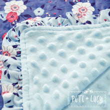 Load image into Gallery viewer, Minky + MilkSilk Blanket Blue Floral
