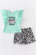 Mint Leopard Camper Short Set