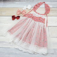 Dusty Rose Tulle Overlay dress
