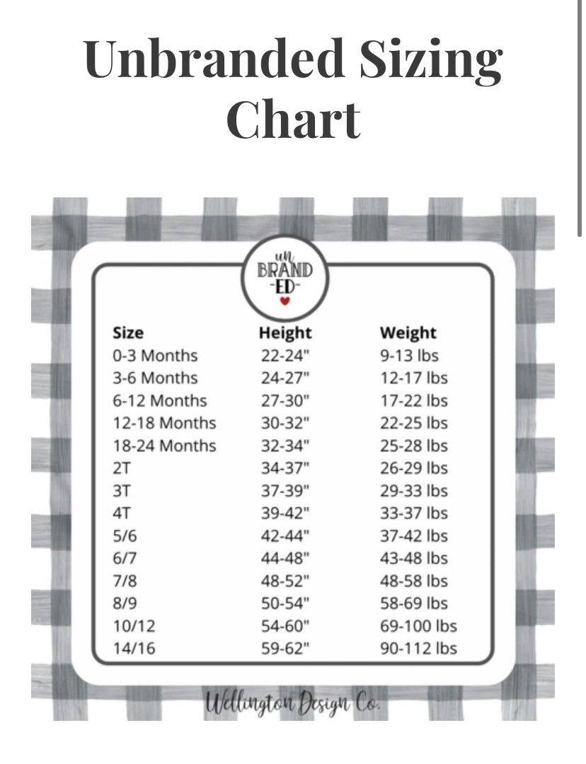 Wellington/Unbranded Size Chart