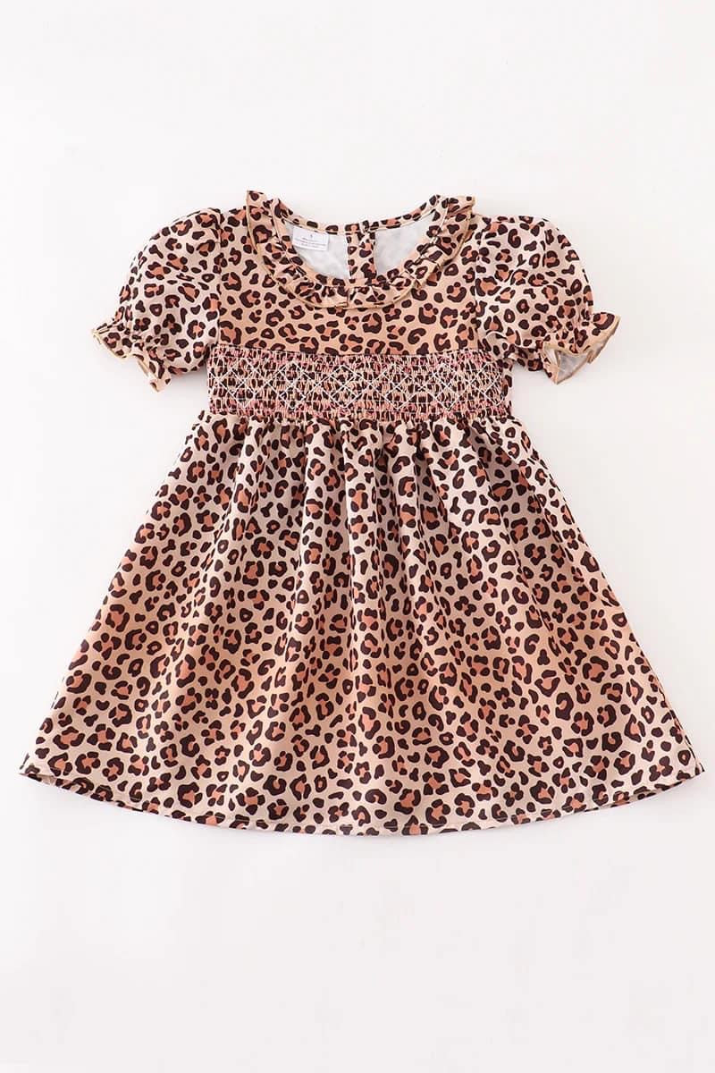 Smocked Leopard Dress