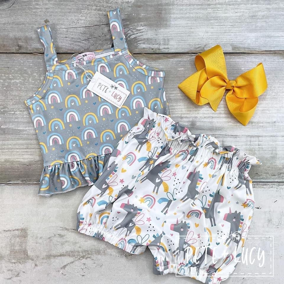 Unique Unicorn 2 piece short set