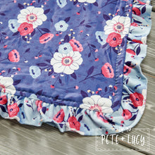 Load image into Gallery viewer, Minky + MilkSilk Blanket Blue Floral
