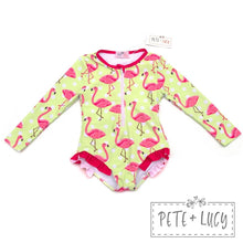 Load image into Gallery viewer, SWIMSUIT Flamazing Flamingos Long Sleeve OP
