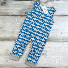 Load image into Gallery viewer, Boy’s “Not So Baby Shark” Sleeveless Romper
