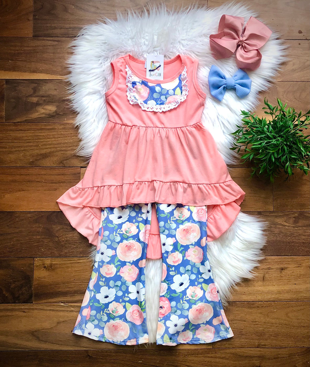 Peach & Periwinkle Pant Set